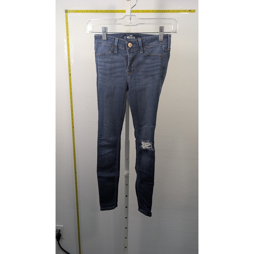 Hollister Epic Flex Skinny Jeans Dark Wash Distressed Knee Size 00S W23 L26